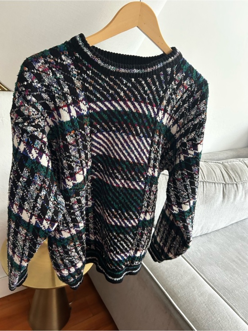 CONCRETE Vtg Geometric Chunky Knit Sweater M 90’s Oversized Grandpa